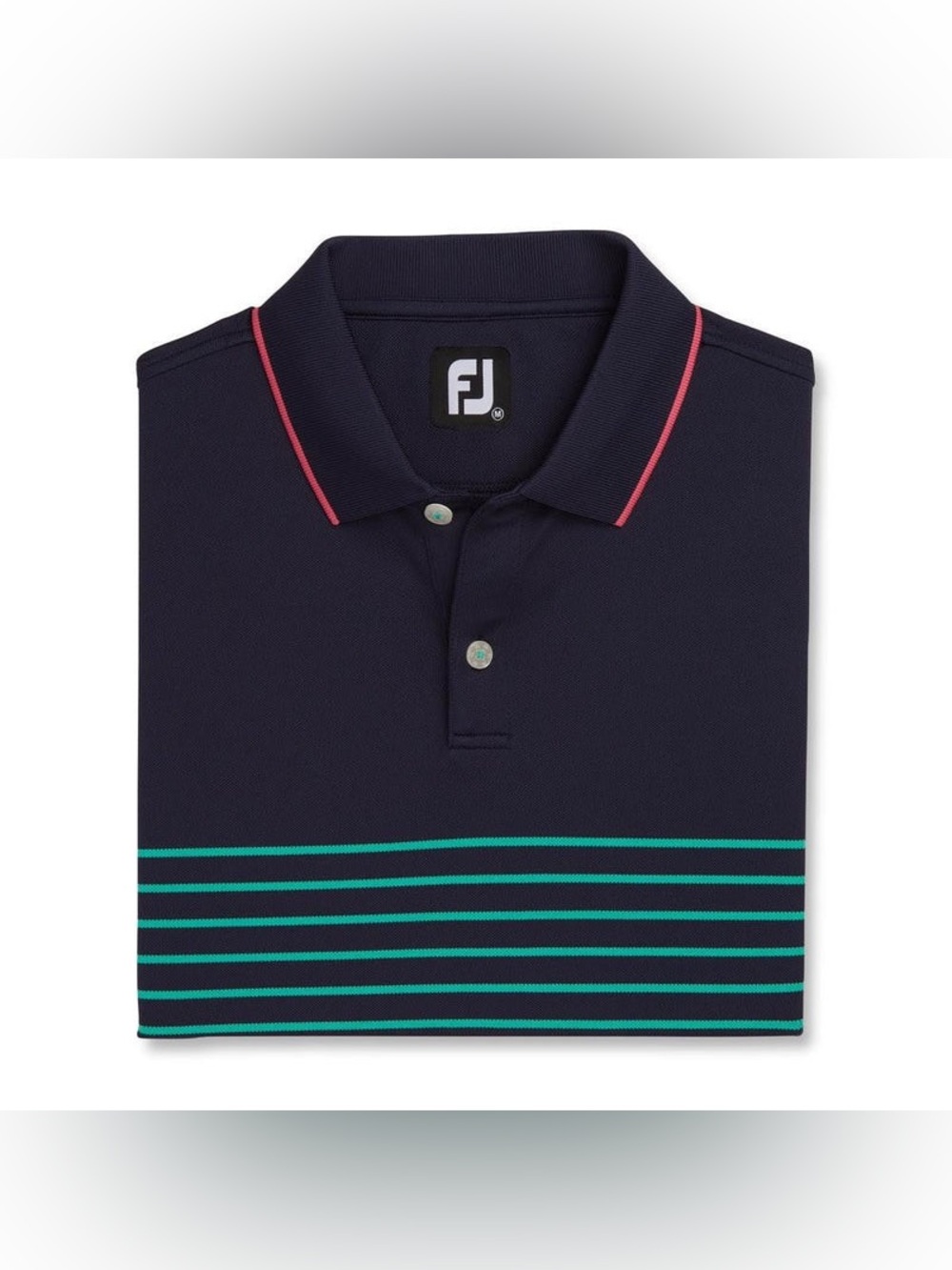 FootJoy FJ Breton Stripe Pique Knit Golf Polo Shirt Size XL Navy NWT
